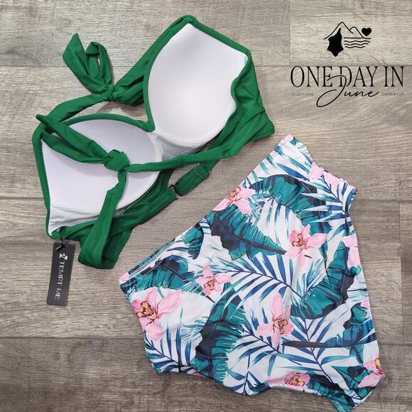 Tempt Me High Waist Molded Cup Bikini Swimsuit Size L - Picture 7 of 7